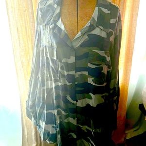 Nordstrom 3x Gray Cammo Button Up shirt Como Vintage